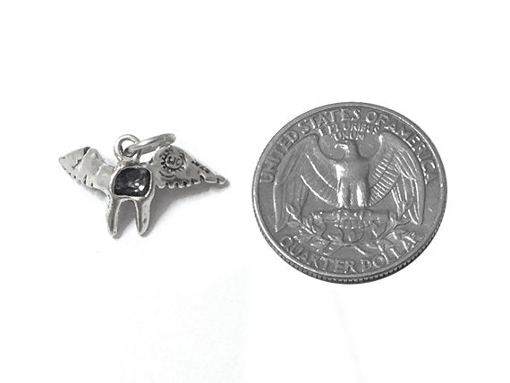 Tooth Fairy Charm Sterling Silver 12.5mm, Fantasy Charms, Fairy charms, Fairy Tooth charms - SP455 - BeadPrism