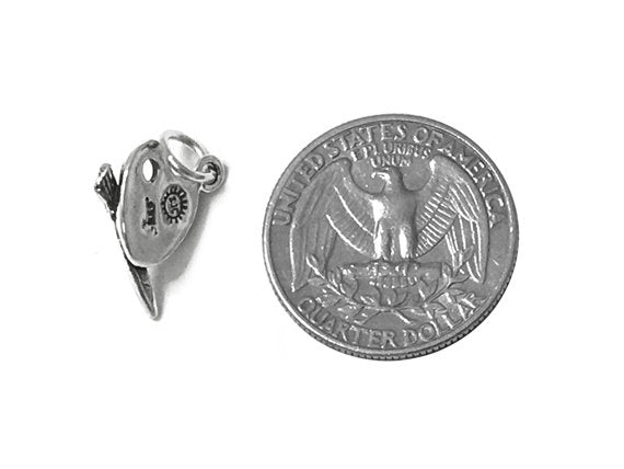 Painter Palette with Brush Charm Sterling Silver 13.5mm, Painter charms, Palette charms - SP459 - BeadPrism