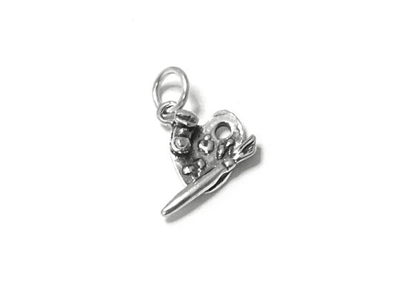 Painter Palette with Brush Charm Sterling Silver 13.5mm, Painter charms, Palette charms - SP459 - BeadPrism