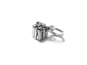 Gift Box Charm Sterling Silver 9.5mm, silver Present Charm, Friendship charm, Gift Box charm - SP460 - BeadPrism