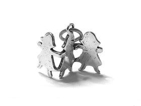 Paper Doll Cutouts Charm Sterling Silver 18.5mm, Origami Charms, Paper Doll Cutouts Charm - SP461 - BeadPrism