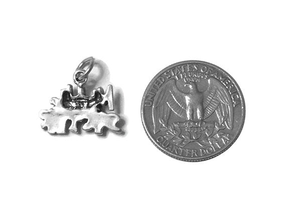 Middle Sister Charm Sterling Silver 15mm, Family Charms, Sister Charms, Middle Sister charms - SP462 - BeadPrism