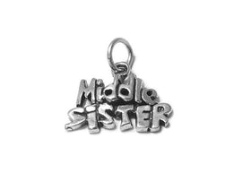 Middle Sister Charm Sterling Silver 15mm, Family Charms, Sister Charms, Middle Sister charms - SP462 - BeadPrism