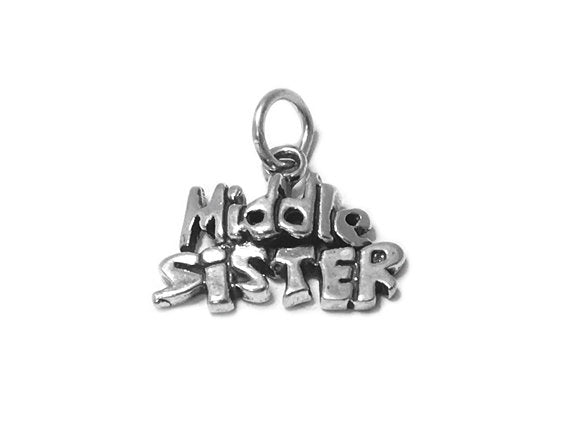 Middle Sister Charm Sterling Silver 15mm, Family Charms, Sister Charms, Middle Sister charms - SP462 - BeadPrism