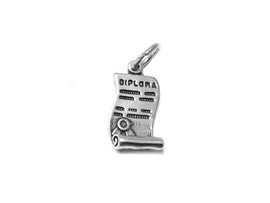 Unscrolled Diploma Charm Sterling Silver 17mm, Diploma Charm, Graduation Gift, Diploma charm - SP467 - BeadPrism