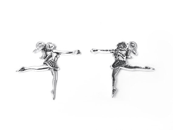 Ballerina Charm Sterling Silver 26mm, Dancer Charm, Ballerina charms, Ballet Dancer SP262 - BeadPrism