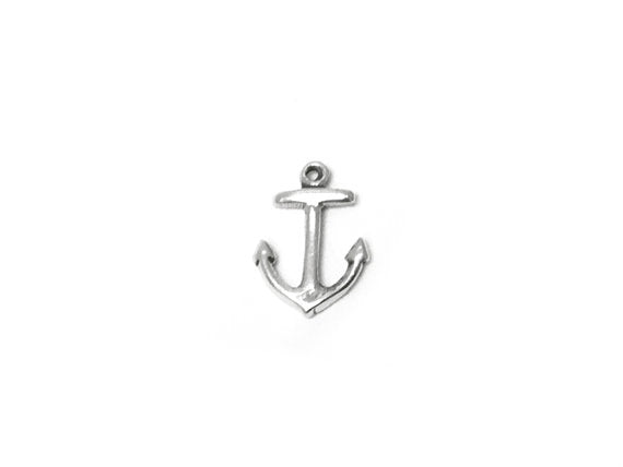 Anchor Charm Sterling Silver 13.5mm, Boat Charm, Ocean, Nautical Charms, Anchor charms - SP269 - BeadPrism