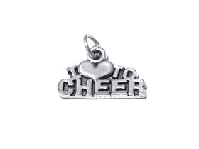 I Love To Cheer Charm Sterling Silver 12.5mm, sports charms, I Love To Cheer charm - SP471 - BeadPrism