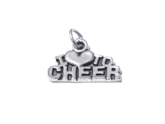 I Love To Cheer Charm Sterling Silver 12.5mm, sports charms, I Love To Cheer charm - SP471 - BeadPrism