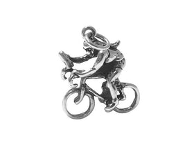 Bike Rider Charm Sterling Silver 20mm, Marathon Charms, Sports Charms, Bicycle charms - SP473 - BeadPrism