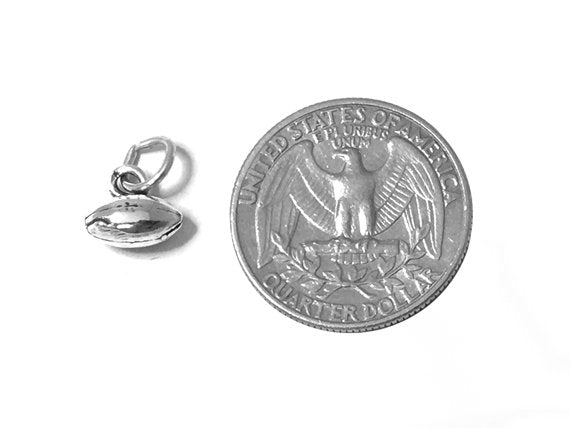 Football Charm Sterling Silver 9mm, Football Charms, Sports Charms, 3D Football Ball charms - SP475 - BeadPrism