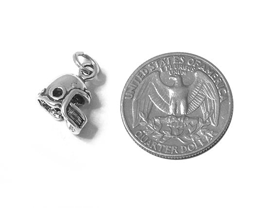 Football Helmet 3D Charm Sterling Silver 14mm, Sports Charms, Football Helmet charms - SP476 - BeadPrism