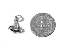 Load image into Gallery viewer, Megaphone with Pom Poms Charm Sterling Silver 16mm silver Cheerleading Charms Megaphone charm SP477 - BeadPrism