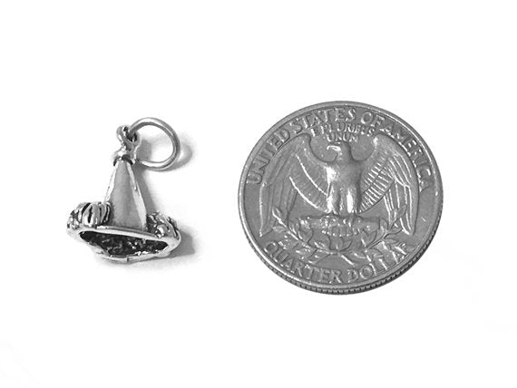 Megaphone with Pom Poms Charm Sterling Silver 16mm silver Cheerleading Charms Megaphone charm SP477 - BeadPrism