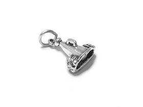 Megaphone with Pom Poms Charm Sterling Silver 16mm silver Cheerleading Charms Megaphone charm SP477 - BeadPrism