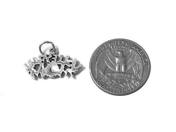 Volleyball Mom Charm Sterling Silver 13.5mm, Team Mom Charms, Volleyball Mom charms - SP482 - BeadPrism