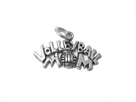 Volleyball Mom Charm Sterling Silver 13.5mm, Team Mom Charms, Volleyball Mom charms - SP482 - BeadPrism