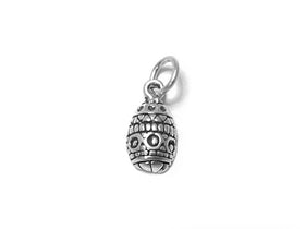 Easter Egg Charm Sterling Silver 15mm, religious Charm, Holiday Charm, Easter Egg charm - SP490 - BeadPrism