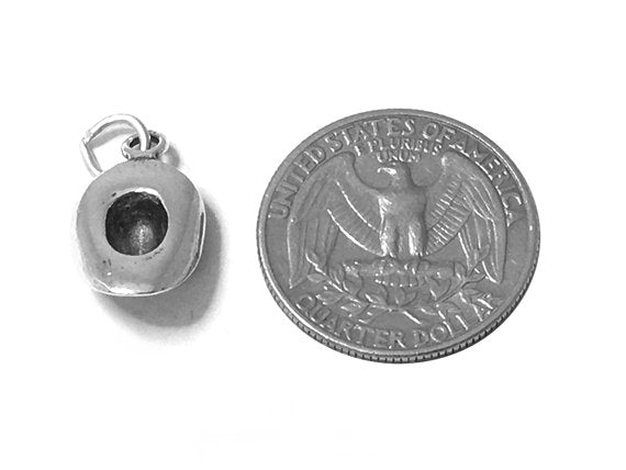 Cowboy Hat Charm Sterling Silver 19mm, Western Charms, Old West Charms, Cowboy Hat charms - SP500 - BeadPrism