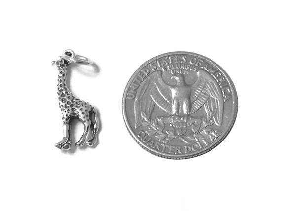 Giraffe Charm Sterling Silver 22.5mm, Animal Charms, Africa charm, Zoo Charm, Giraffe Charms - SP502 - BeadPrism
