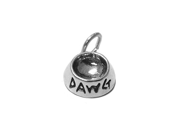 DAWG Bowl Charm Sterling Silver 14.5mm, Pet Charm, Animal Charm, Dog charm, DAWG Bowl charms - SP507 - BeadPrism