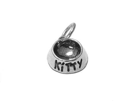 KITTY Bowl Charm Sterling Silver 14mm, Pet Charm, Animal Charm, Cat charm, KITTY Bowl charms - SP508 - BeadPrism