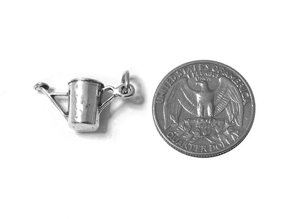 Watering Can Charm Sterling Silver 25mm, Garden Charms, Gardening Charm, Watering Can charms - SP510 - BeadPrism