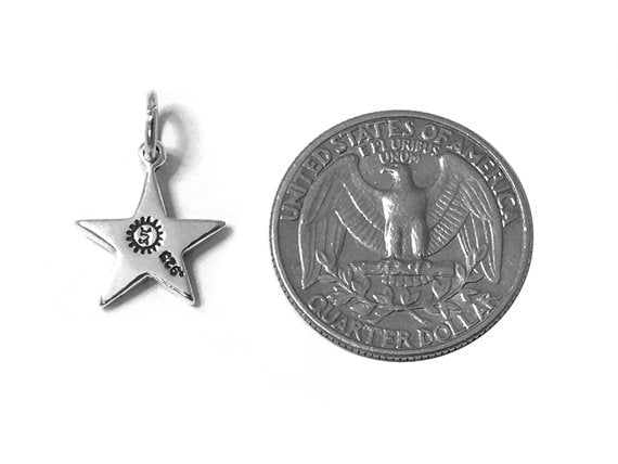 Double Star Charm Sterling Silver 15.5mm, Star Charms, Space charms, Double Star Charms - SP512 - BeadPrism