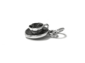 Coffee Charms, Tea charms, Cup, Spoon and Saucer Charm Sterling Silver 16.5mm, Cooking Charm - SP515 - BeadPrism