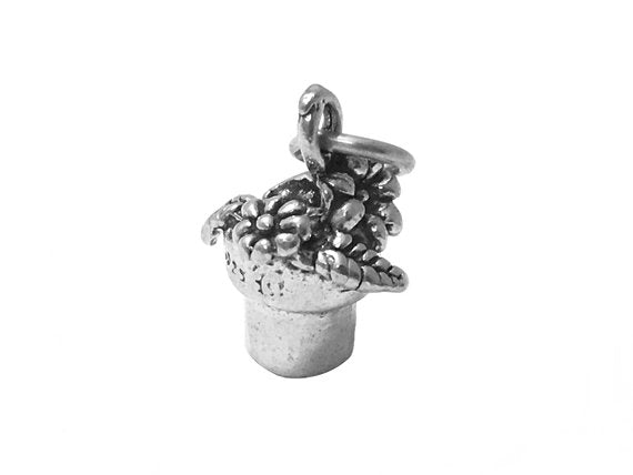 Potted Flower Charm Sterling Silver 15mm, Flower Charm, Gardners charm, Potted Flower charms - SP520 - BeadPrism