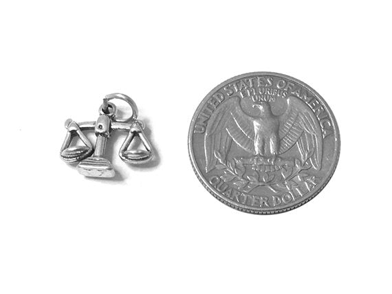Libra Charm Sterling Silver 12.5mm, Justice Charms, Libra Charms, Lawyer Gifts, Scales charms  SP521 - BeadPrism