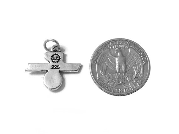 I Love Volleyball Charm Sterling Silver 19.5mm, sports charms, I Love Volleyball charms - SP526 - BeadPrism