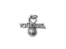 Load image into Gallery viewer, I Love Volleyball Charm Sterling Silver 19.5mm, sports charms, I Love Volleyball charms - SP526 - BeadPrism