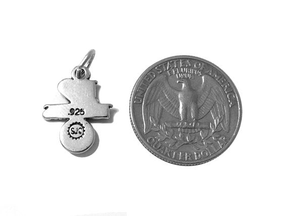 I Love Tennis Charm Sterling Silver 19mm, Love Charms, sports charms, I Love Tennis charms - SP532 - BeadPrism