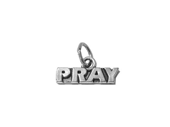 Pray Charm Sterling Silver 7.5mm, Religious Charms, Catholic Charms, Pray Charms - SP541 - BeadPrism