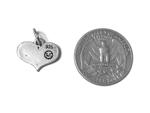 Heart Charm Sterling Silver 13.5mm, Heart Charms, valentine charm, Heart In A Heart Charm - SP545 - BeadPrism