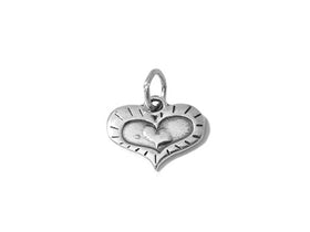 Heart Charm Sterling Silver 13.5mm, Heart Charms, valentine charm, Heart In A Heart Charm - SP545 - BeadPrism