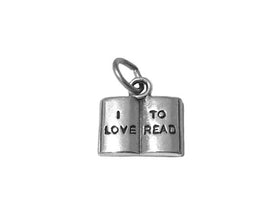 Book with I Love To Read Charm Sterling Silver 14mm, Book lover, I Love To Read charms - SP562 - BeadPrism