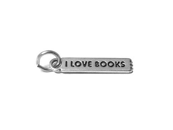 Bookmark with I Love Books Charm Sterling Silver 23mm, Book lover, I Love Books charms - SP563 - BeadPrism