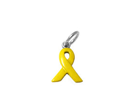 Yellow Enamel Ribbon Charm Sterling Silver 14mm, Support our Troops Ribbon charms - SP575 - BeadPrism