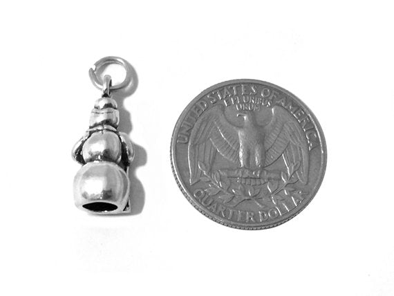 Snowman Charm Sterling Silver 21.5mm, Christmas Charm, Snow Charms, Snowman charms - SP577 - BeadPrism