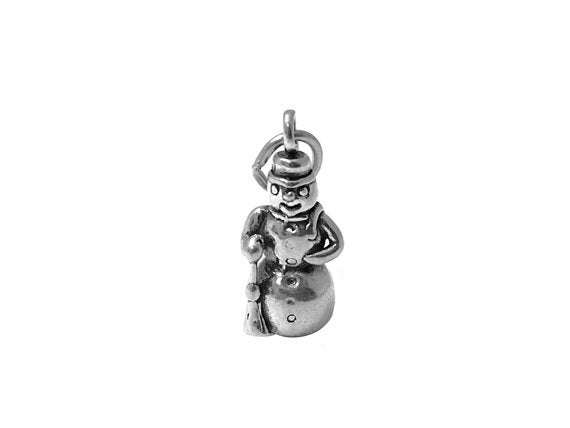 Snowman Charm Sterling Silver 21.5mm, Christmas Charm, Snow Charms, Snowman charms - SP577 - BeadPrism