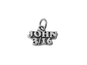 John 3:16 Charm Sterling Silver 11mm, Religious Charms, John 3 verse 16 Charms - SP580 - BeadPrism