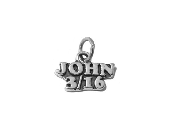 John 3:16 Charm Sterling Silver 11mm, Religious Charms, John 3 verse 16 Charms - SP580 - BeadPrism