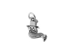 Snowman Head with Scarf Charm Sterling Silver 15mm, Christmas Charm, Snowman Head charm - SP582 - BeadPrism
