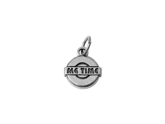 Me Time Charm Sterling Silver 12mm, Words Charms, Affirmation Charms, Lifestyle charms - SP583 - BeadPrism