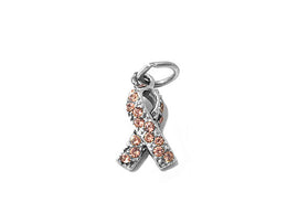 Lavender General Cancer Awareness Ribbon with Swarovski Crystals Charm Sterling Silver 17mm - SP594 - BeadPrism