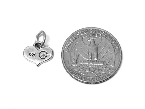 Heart with USA Charm Sterling Silver 10.5mm, American Heart Charms, Heart with USA charms - SP634 - BeadPrism