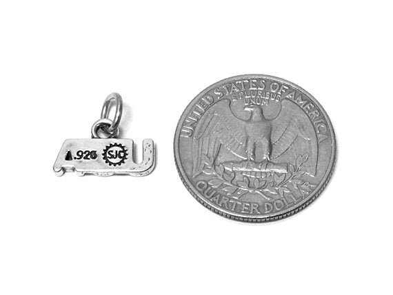 USA Charm Sterling Silver 9mm, United States Charms, American Charms, USA charms - SP635 - BeadPrism