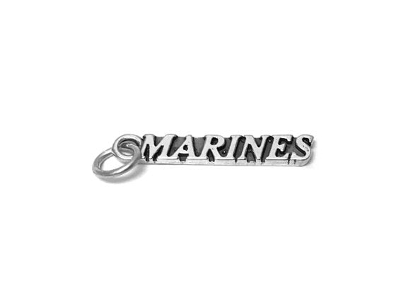 Marines Charm Sterling Silver 27mm, silver Military Charms, Patriotic Charm, Marines Charm - SP638 - BeadPrism